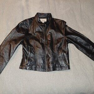 Wilson's Leather small cropped black leather Moto Jacket